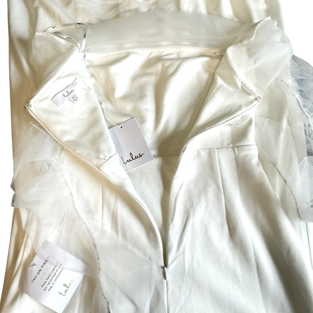 NEW Lulus Beautifully Beloved White Mesh Off-the-Shoulder Maxi Dress XS #1554 - Picture 6 of 8